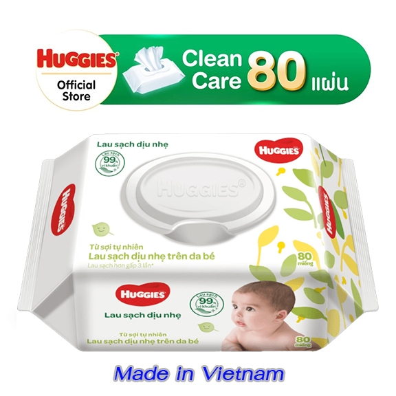 Huggies Clean Care Baby wipes ทิชชู่เปียก สำหรับเด็ก ฮักกี้ส์ คลีน แคร์ 80แผ่น