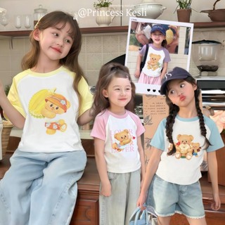 PRINCESS KESLI เสื้อคอกลมแขนสั้นเด็ก สไตล์เกาหลี ลำลอง เสื้อ…