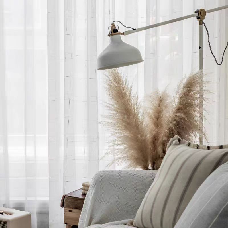 220x180/220x220cm สีขาวผ้าม่านโปร่งแสงด้ายสีเงิน (ลินินทัช) ม่านบาง ผ้าม่านญี่ปุ่น กันความร้อนโปร่งใส