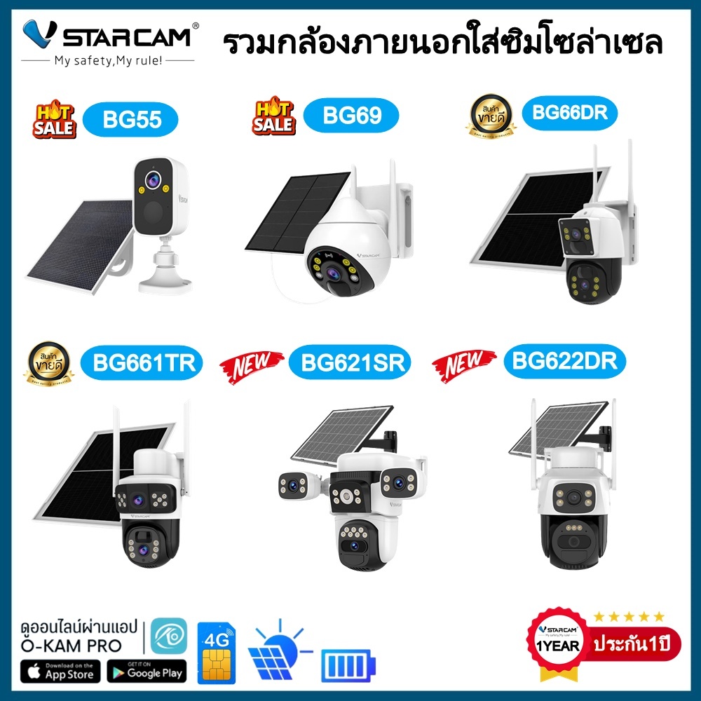 Vstarcamกล้องวงจรปิดใส่ซิมโซล่าเซลรุ่นBG55/รุ่นBG69/ รุ่นBG66DR/รุ่นBG661TR/ รุ่นBG621SR/รุ่นBG622DR