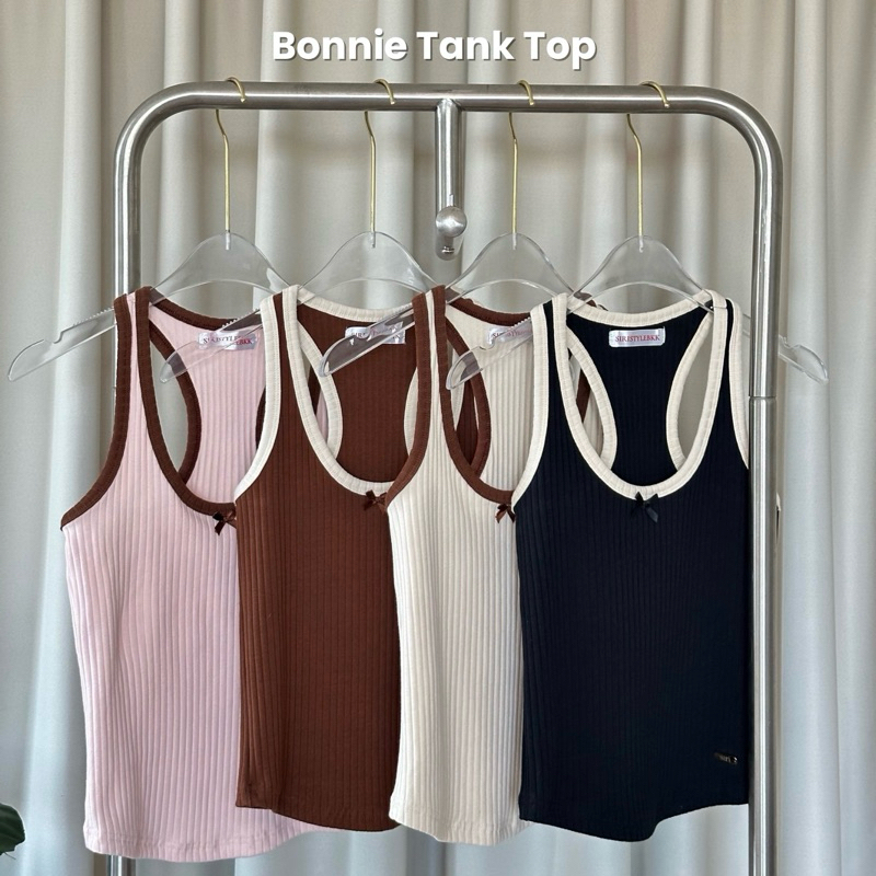 Bonnie Tank Top (SR15)🐰🍞💭 เสื้อกล้ามดีเทลแต่งโบว์กุ๊นขอบสี siristylebkk