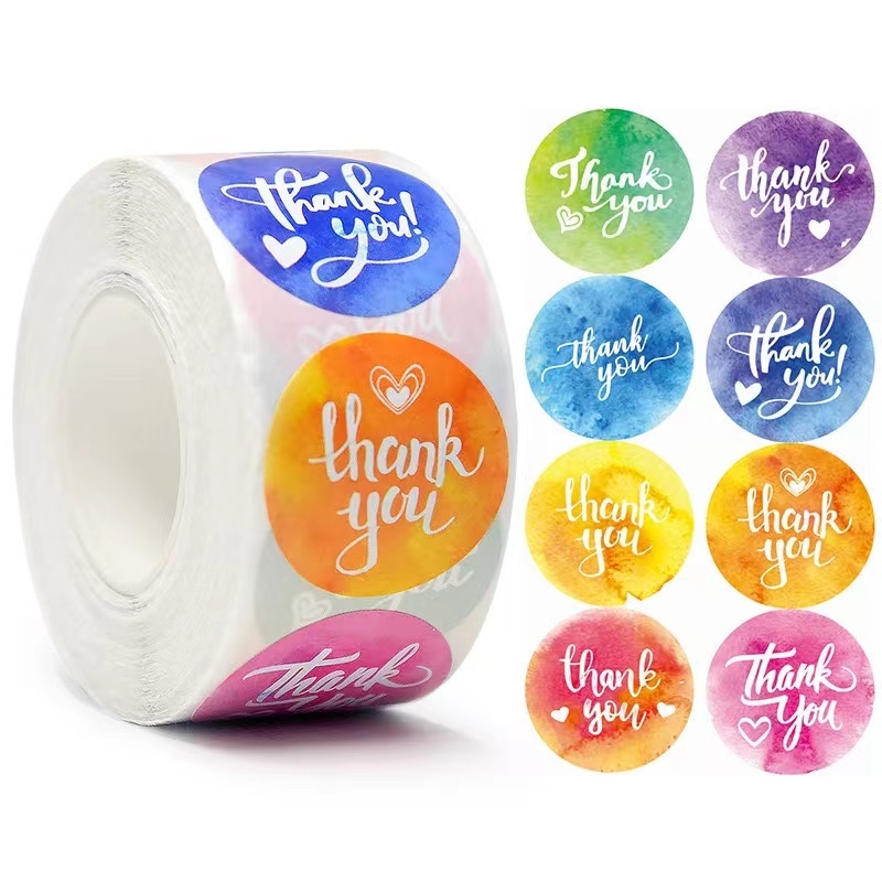 500ดวง สติ๊กเกอร์ขอบคุณ ติดกล่อง ติดแก้ว น่ารัก ตกแต่ง Sticker Thankyou