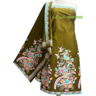 ผ้าปาเต๊ะลายนกยูงดอกไม้ งานอินโดแท้ ผ้าผืนใหญ่ 230×118 ซม. พ…