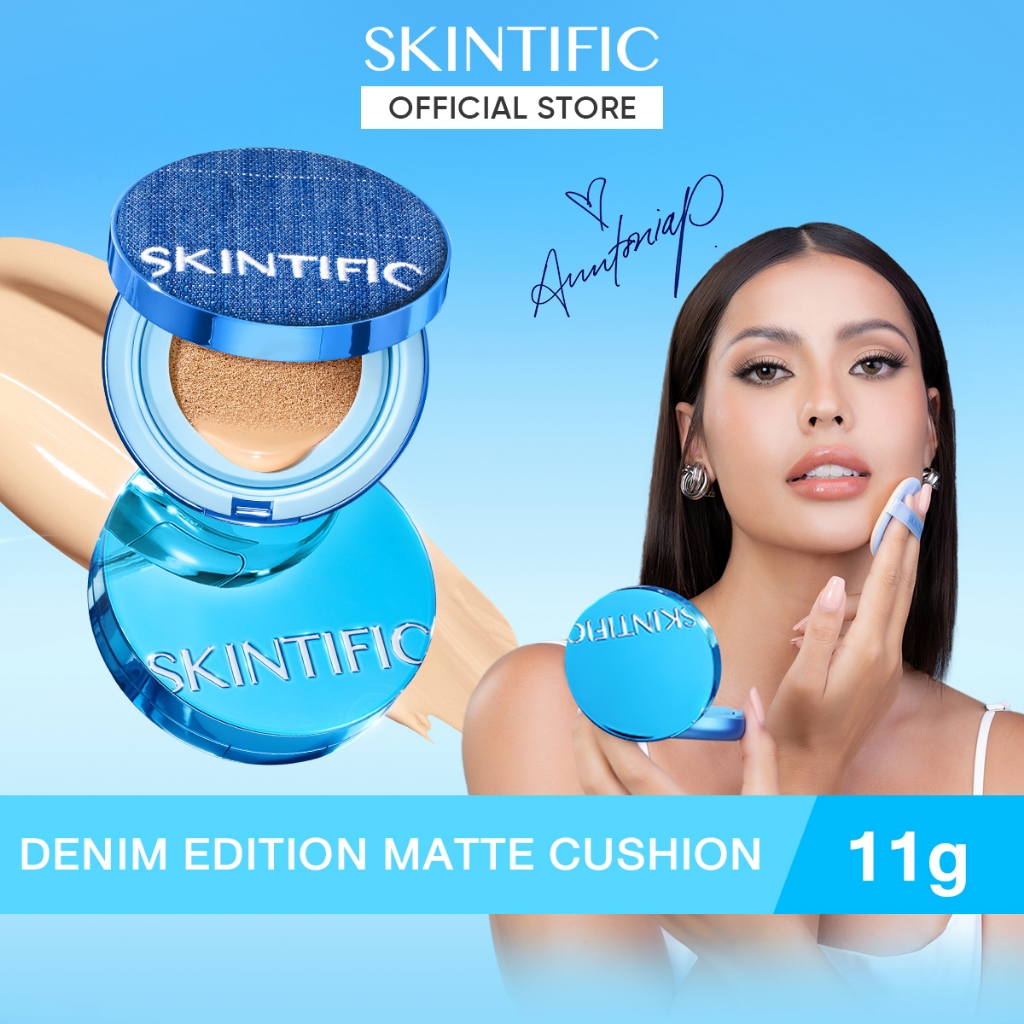 【LIMITED】SKINTIFIC Perfect Stay Velvet Matte Cushion สีฟ้า คุชชั่น สร้างลุคแมตต์เนียนสวยเป็นธร ปกปิดขั้นสุดได้ใน
