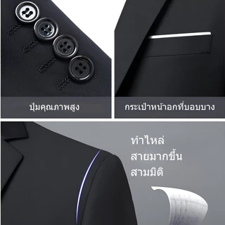 เสื้อเบลเซอร์ผู้ชายธุรกิจอย่างเป็นทางการแจ๊กเก็ตแจ็คเก็ตเกาหลีสีดําสูทสลิมฟิตแต่งงานทักซิโด้suit lelakiขนาดบวก