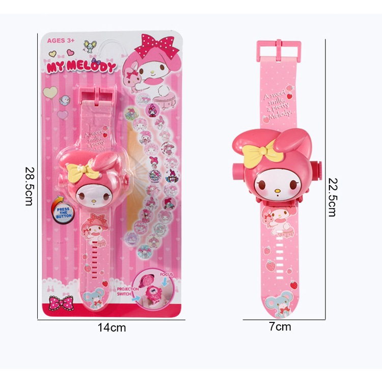 Sanrio Kuromi 3D นาฬิกาโปรเจคเตอร์ ไม่มีกล่อง นาฬิกาพลิกยอดนิยม Kawaii ของขวัญเด็กผู้หญิง