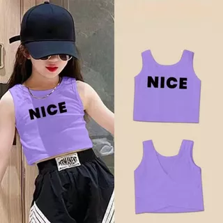เสื้อกล้ามเด็กผู้หญิง เสื้อครอปแขนกุดเด็ก พิมพ์ลาย ผ้านิ่ม ใส่สบาย ไซส์100-140