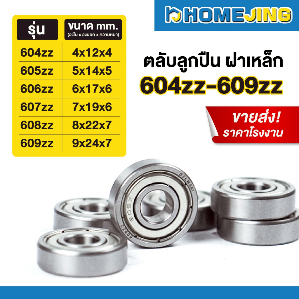ขายส่ง ราคาโรงงาน ตลับลูกปืนฝาเหล็ก 2 ข้าง เม็ดกลมร่องลึก รหัส 604ZZ 605ZZ 606ZZ 607ZZ 608ZZ 609ZZ เม็ดกลมร่องลึก แบริ่ง