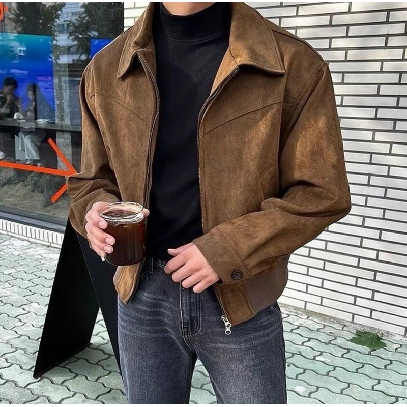 เสื้อแจ็คเก็ตแขนยาวผู้ชาย Jacket JK7388 ทรงครอป เสื้อคลุมชาย เสื้อโค้ทชาย Man Clothing วินเทจ ส่งจากไทย