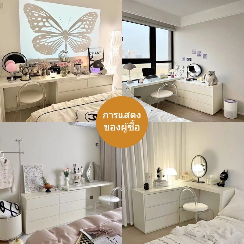 SEVENWOOD โต๊ะแป้ง โต๊ะเครื่องแป้ง โต๊ะสีขาว โต๊ะแต่งหน้า โต๊ะ 120+ตู้ 120ซม โต๊ะเครื่องแป้ง มินอมอล - รูปที่ 3