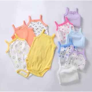 【ใหม่ทั้งหมด】【 ชุด 5 ชิ้น】ชุดนอนเด็ก ชุดรอมเปอร์เด็ก สำหรับทารกแรกเกิดหญิง แขนกุด ลายหมี ชุดจั๊มสูท เหมาะสำหรับ 0-18 เดื