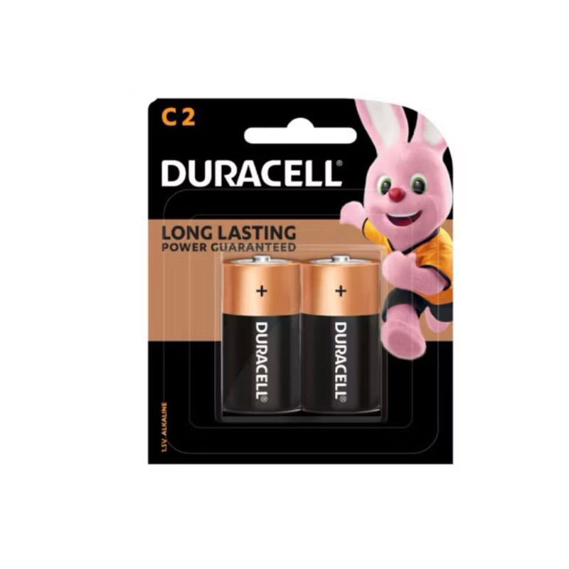 ถ่านDuracell alkaline size C 1.5V แพค2ก้อน ของแท้จากตัวแทนจำหน่าย