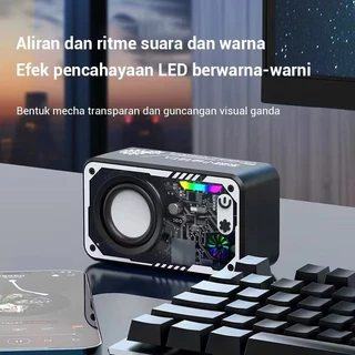 V1ลําโพงไร้สาย V5.3 ลําโพงทรงพลัง ไฟ LED ลําโพงขนาดเล็กกลางแจ้งแบบพกพารองรับ TF