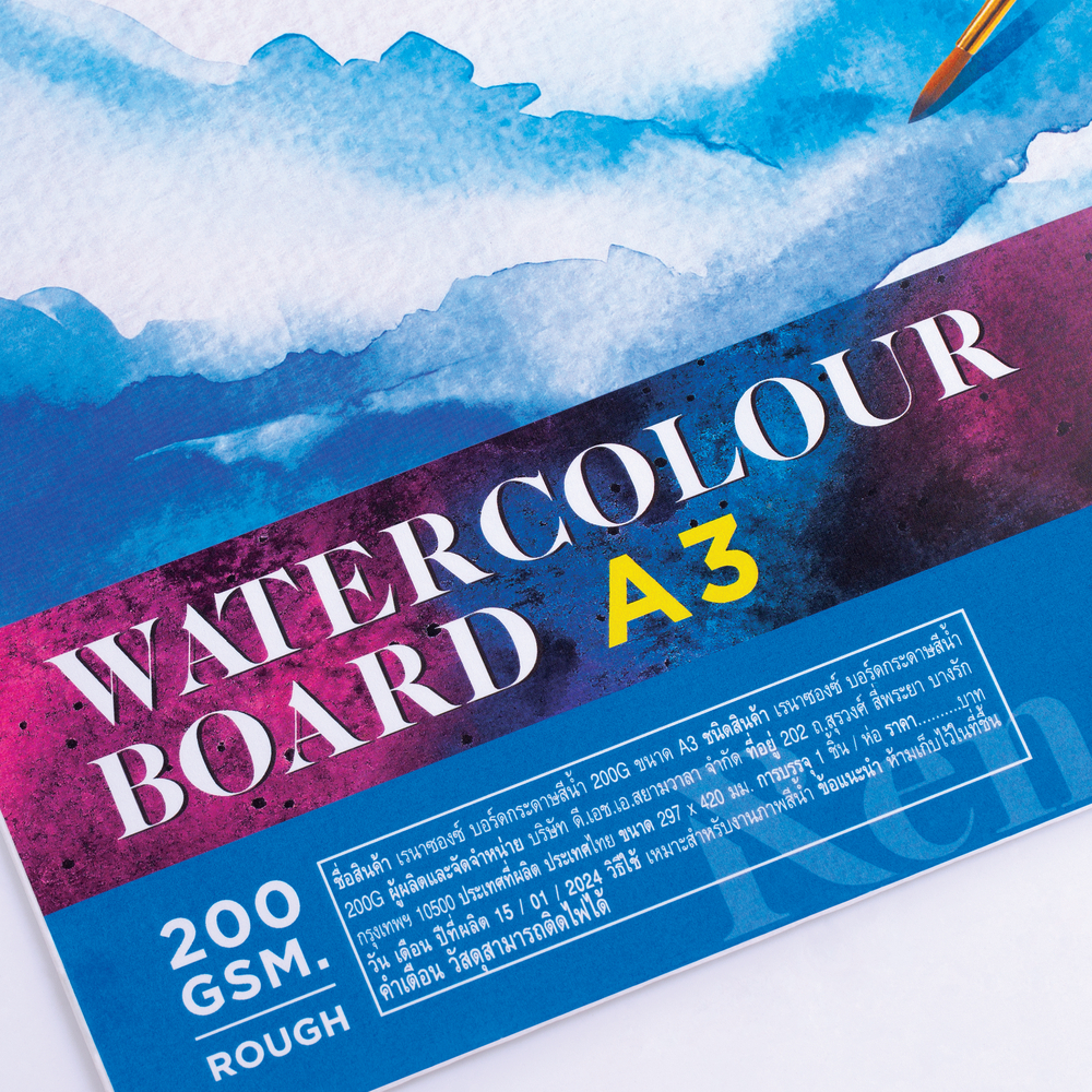 Renaissance (เรนาซองซ์) บอร์ดกระดาษสีน้ำ กระดาษร้อยปอนด์ 200G ผิวหยาบ ขนาด A3 / A4 / A5 จำนวน 1 แผ่น - รูปที่ 4