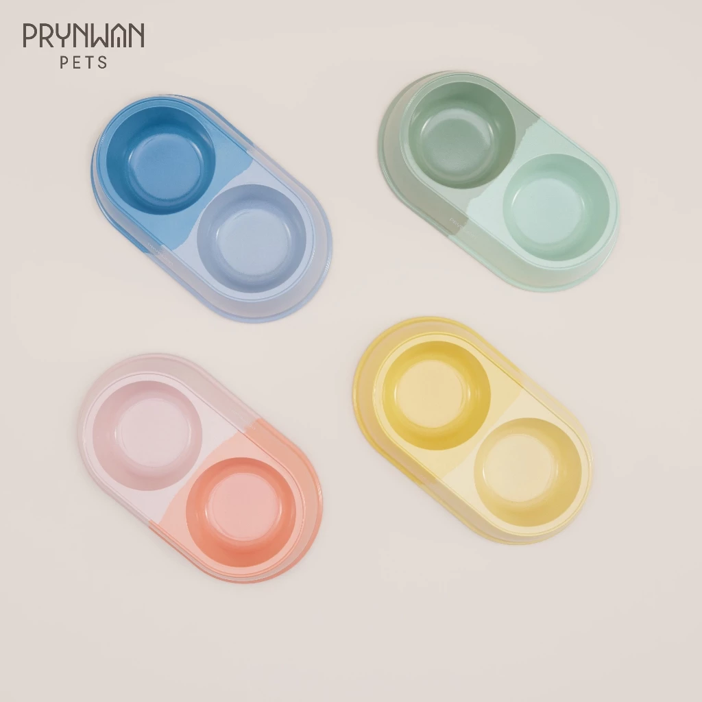 PRYNWAN Pets - Double Bamboo Bowl ชามอาหารสัตว์เลี้ยง ขนาด 200 ML