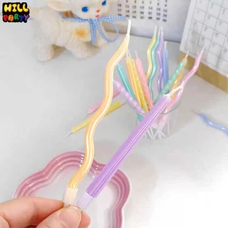 เทียนวันเกิดสีพาสเทลเคลือบมุก เทียนเกลียวพาสเทลสั้น มี3แบบ สวยแวววาว(พร้อมส่ง)