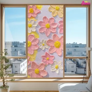ฟิล์มติดกระจกสุญญากาศ 44/59CM. x ยาว1เมตร เพิ่มความเป็นส่วนตัว สติกเกอร์ติดกระจก ประตู หน้าต่าง ติดง่าย Window film