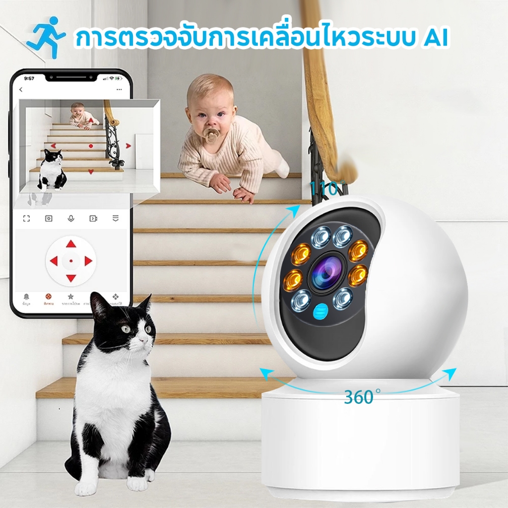 Mdudu 5G กล้องวงจรปิด กล้องวงจรปิดไร้สาย WiFI Full HD 5MP กล้องวงจร IP Camera 5.0ล้านพิกเซล Auto Tracking