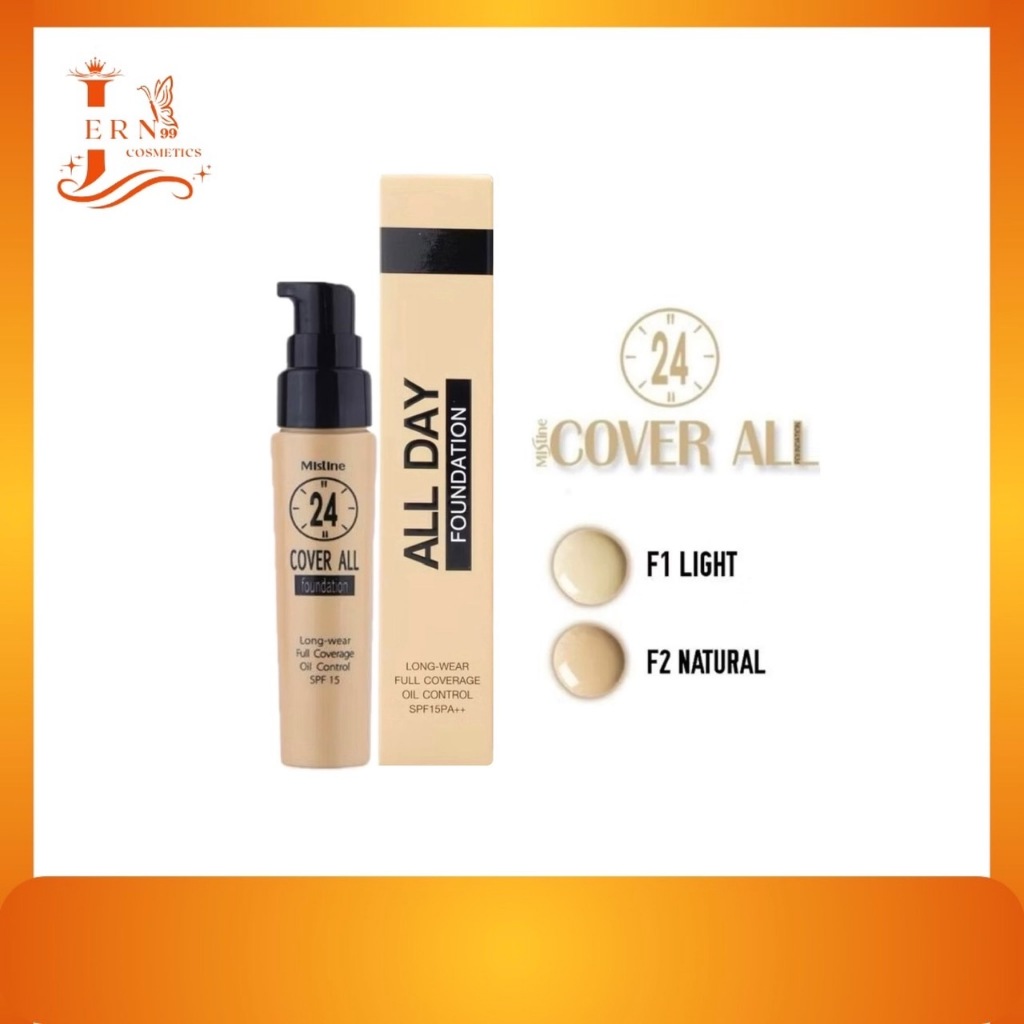 มิสทีน (รองพื้น) คุมมัน บางเบา ติดทน 25ml Mistine 24 Cover All Foundation ขนาด 25มล.