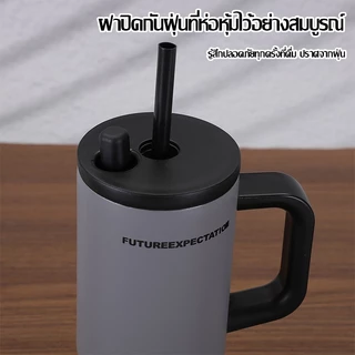 ถ้วยกาแฟเก็บความร้อน2025 สแตนเลส พร้อมหลอด จัดการถ้วยความร้อน แก้วกาแฟ ถ้วยน้ำความ 710ML-236