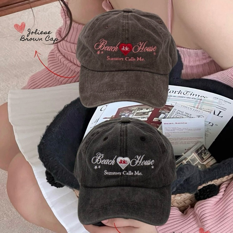 ( พรีออเดอร์ ) Joliese beach house หมวกปักลาย พร้อมโลโก้แบรนด์