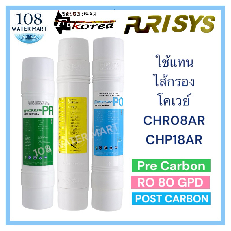 ชุดไส้กรอง 3 ชิ้น RO อาร์โอ ใช้แทนไส้กรอง Coway CHR08AR CHR03AR/L CHP18AR