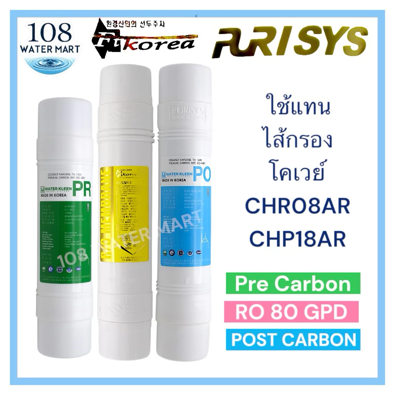ชุดไส้กรอง RO 3 ชิ้น สำหรับ Coway CHR08AR/CHR03AR/L/CHP18AR
