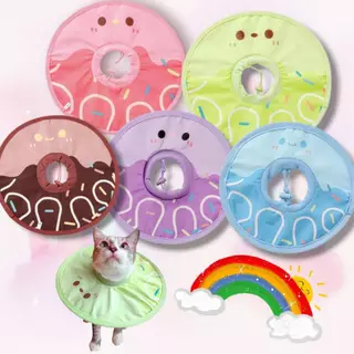 (C03)คอล่าลายโดนัท(พร้อมส่ง!!) สำหรับสัตว์เลี้ยงทำหมัน หรือบาดเจ็บ ลำโพงกันเลีย สุนัข แมว