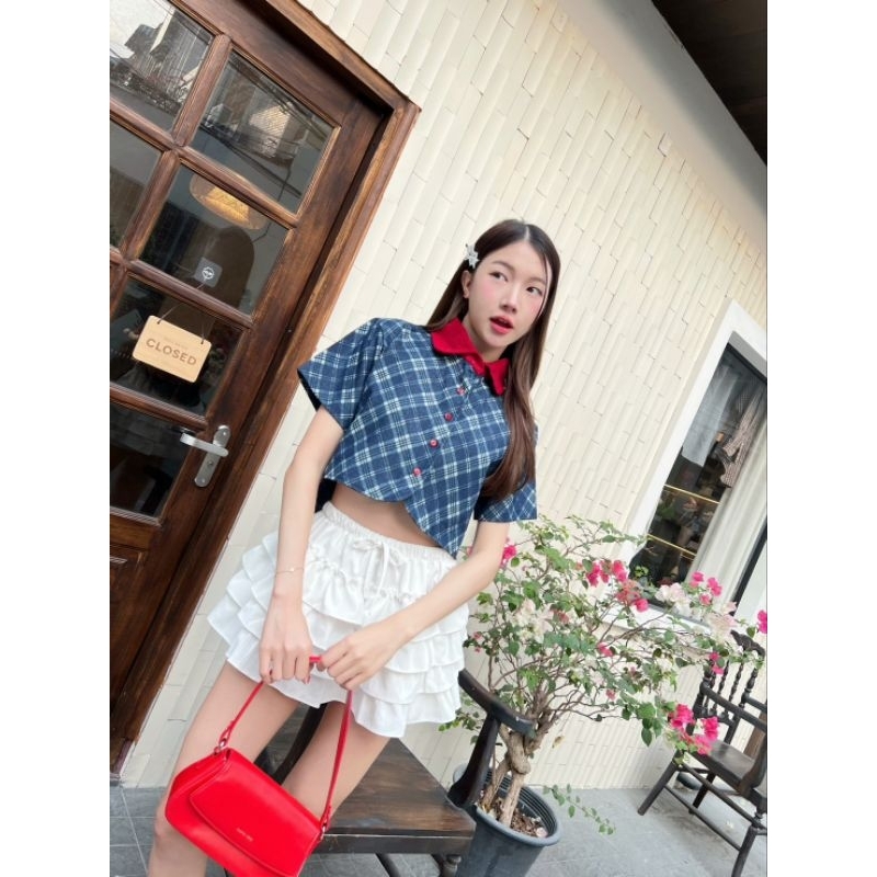 style.anda เสื้อเชิ้ตยีนส์ คอปกไหมพรม TTM007