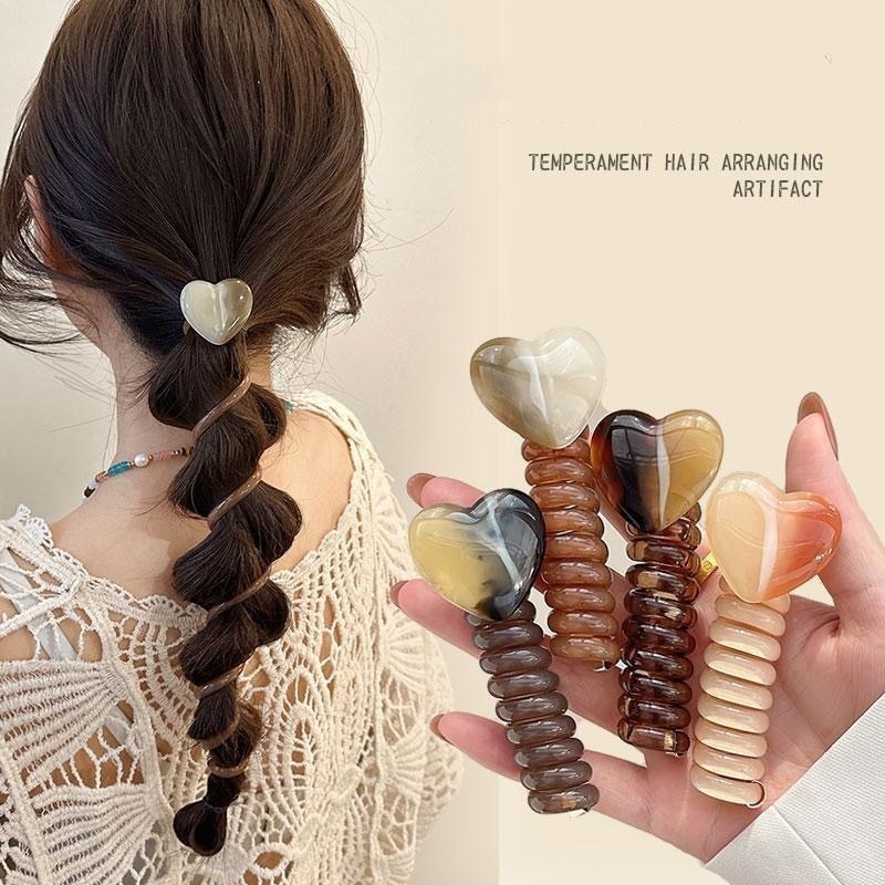 เกาหลี Simple Bubble Braid ที่คาดผมสําหรับผู้หญิง 2025 ใหม่ High-look Love สายโทรศัพท์ผมหางม้า Braiding Artifact G3262