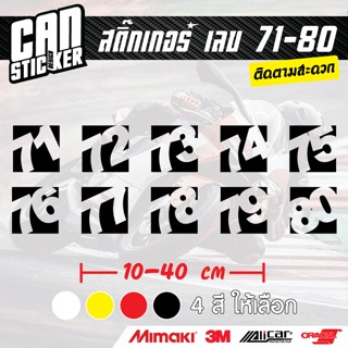 สติ๊กเกอร์ติดรถ เบอร์โปร่ง 71-80 ขนาด10cm สติ๊กเกอร์เกรด wra…