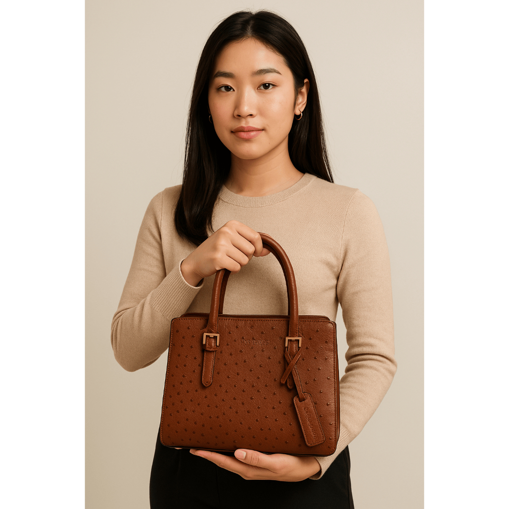 Vintage Ostrich-Pattern Leather Handbag 👜✨