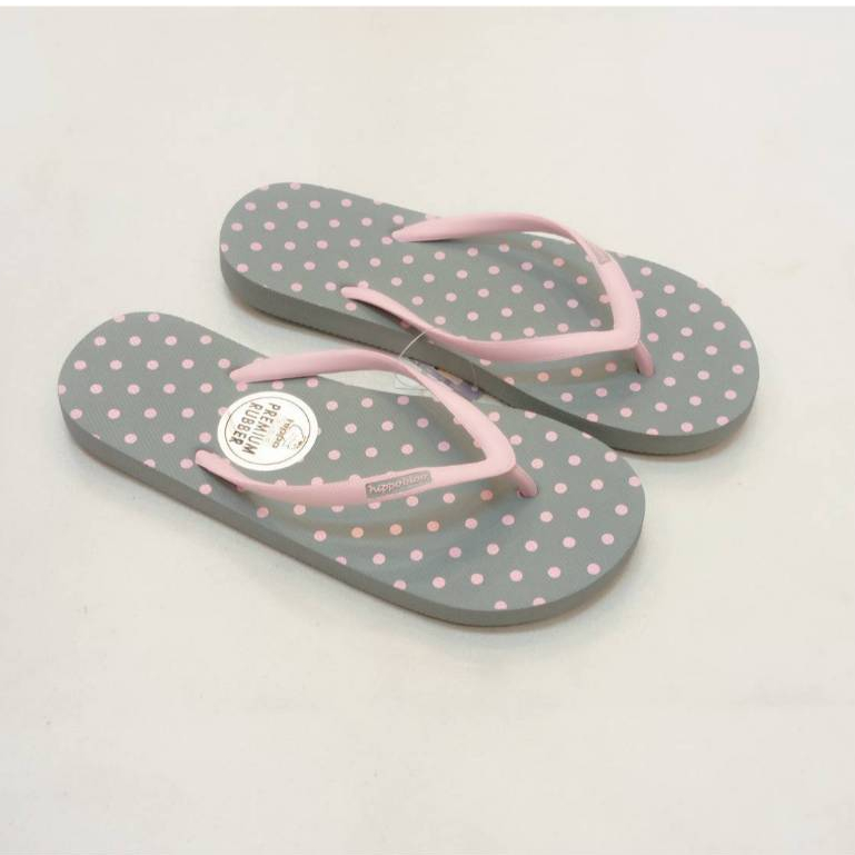รองเท้าแตะลายจุด Hippo Bloo สีเทาตัดชมพู โทนสีสดใส 12 สี รองเท้าอยู่บ้าน sandals ฮิปโป บลู