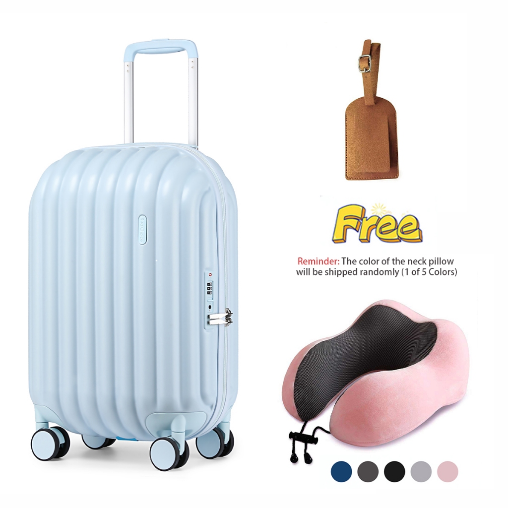 [รับประกัน5ปี] SeaChoice ​กระเป๋าเดินทางล้อลาก20นิ้ว แถมหมอนรองคอ Bags Travel luggage 20Inch วัสดุPC ซิปYKK ตัวล๊อคTSA