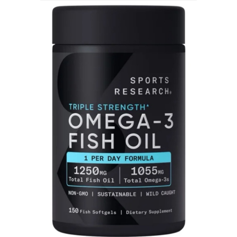 พร้อมส่ง Sports Research Triple Strength OMEGA3 1055mg(EPA 690mg + DHA 310mg) Fish Oil 1250mg 150 Softgels Exp: 01/2029 ราคา ถูกที่สุด ดีลบีเคเค แกลเลอรีภาพที่ 2