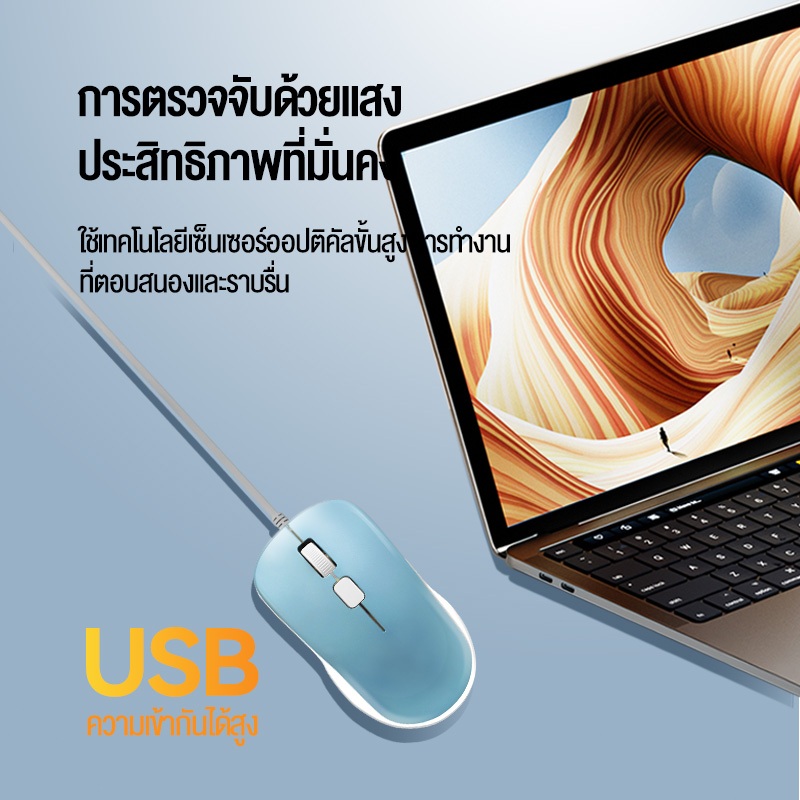 OLYPS คีย์บอร์ดและเมาส์ ไทย 104 คีย์ แป้นพิมพ์คอมพิวเตอร์ Mouse + wired keyboard