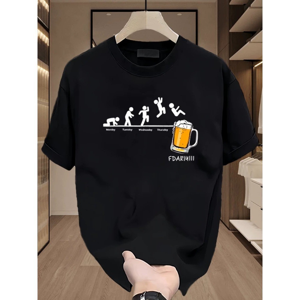 ผู้ชาย เสื้อยืด การ์ตูน ฮิปฮอป COD ใส่สบาย ลําลอง สีดำ สีขาว ยืดหยุ่น พิมพ์  คอกลม  POPtshirt ขนาด S-5XL