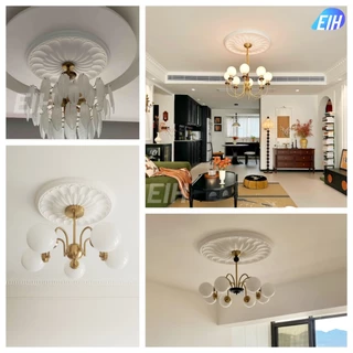 ถาดโคมไฟ PU บัวกลาง ฐานรองโคมไฟ บัวฐานโคมไฟ ฐานโคมไฟระย้า บัวติดเพดาน crystal Light สําหรับตกแต่งเพดาน
