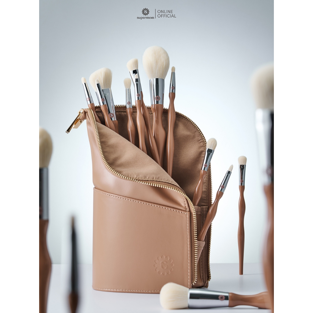 SUPERMOM l Ultimate make-up brush set เซตแปรงแต่งหน้า ด้ามPS ขนสังเคราะห์ เกรดกลาง-สูง 15 ด้าม