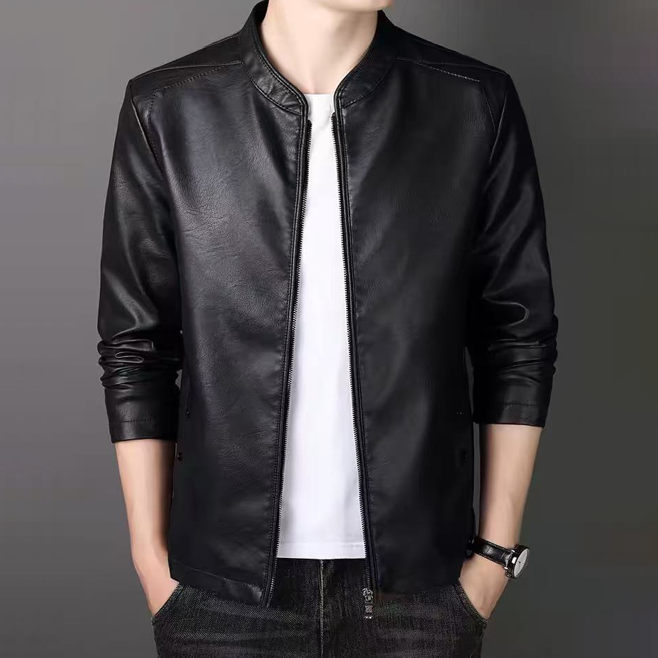 แจ็คเก็ตหนังซิปข้างผู้ชายแฟชั่น ทรงใหม่ หนัง PU คุณภาพสูง คุณภาพดี สวมใส่สบาย สไตล์ย้อนยุค แจ็คเก็ตสไตล์เกาหลี 8610