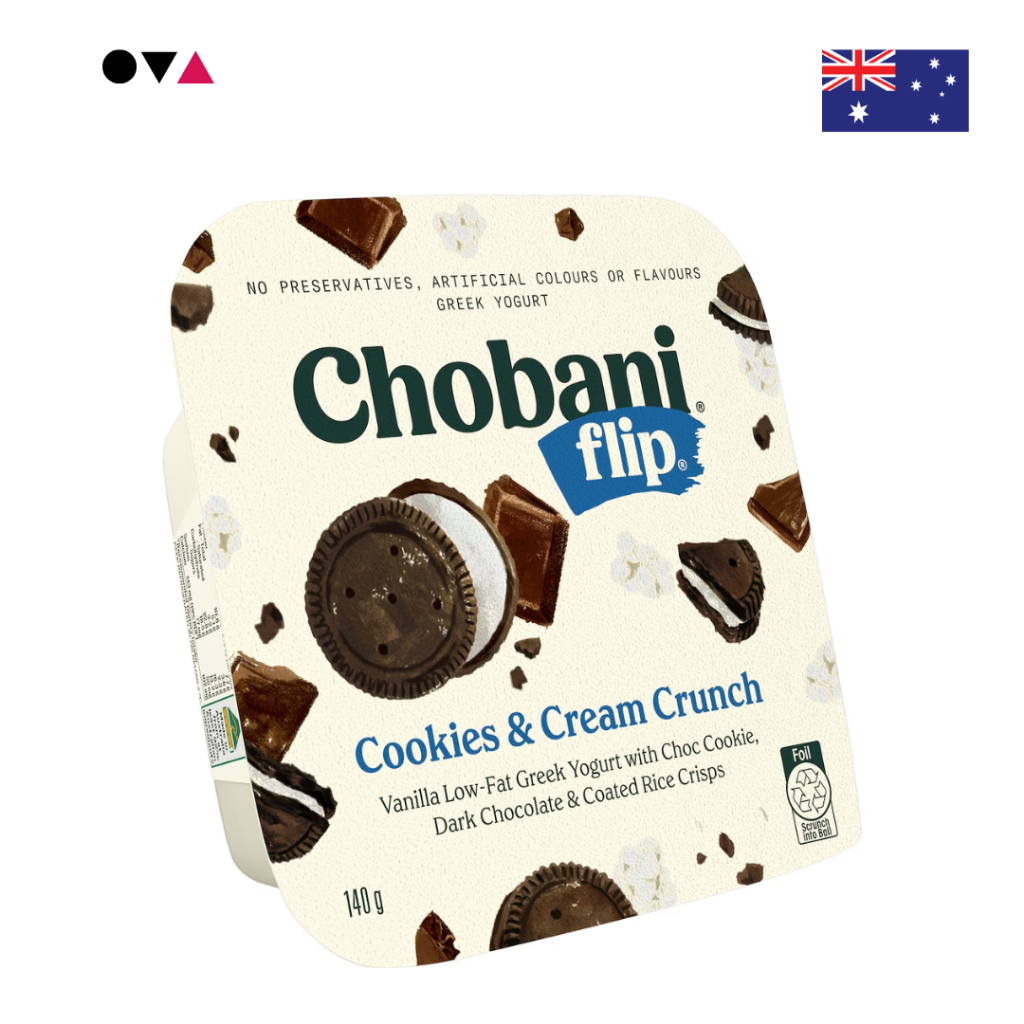 Chobani Flip Greek Yogurt Cookies & Cream Crunch 140g กรีก โยเกิร์ต จากออสเตรเลีย