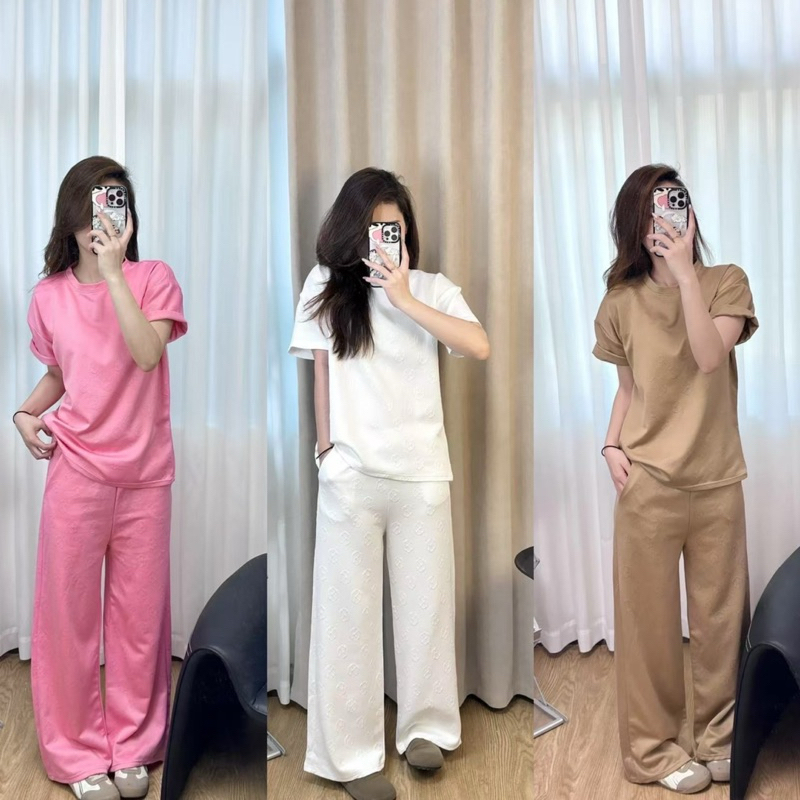 ชุดเซ็ท ปั๊มนูนลายK“แขนสั้น“ผ้านุ่มใส่สบาย
