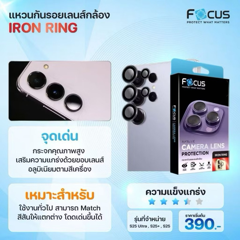[FA168] [Samsung S25 Series] Focus ฟิล์มกระจกกันรอยเลนส์กล้อง แบบวงแหวน Focus Iron Ring - ฟิล์มโฟกัส
