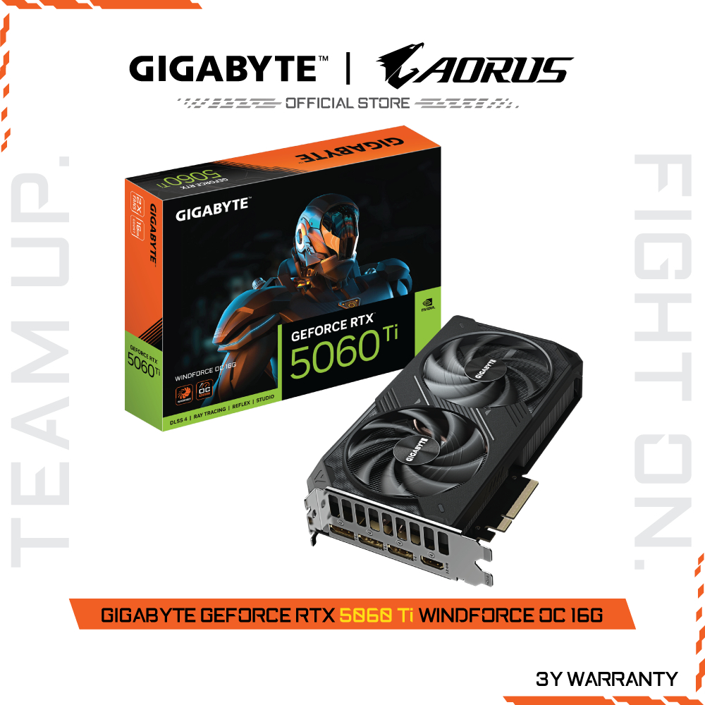GIGABYTE GeForce RTX 5060 Ti WINDFORCE OC 16G (VGA Card) GV-N506TWF2OC-16GD-1.0