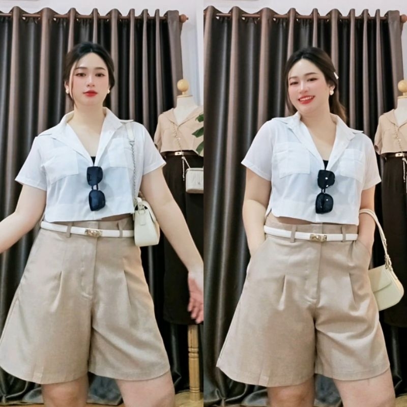 LALA ♡ ลาล่า⭐️S-7XL กางเกงขาสั้นทรงผู้ดี *ผ้าไม่ต้องรีด* สวยสุภาพไม่สั้นมาก ทรงA เอวสูง กางเกงสาวอวบ - รูปที่ 3