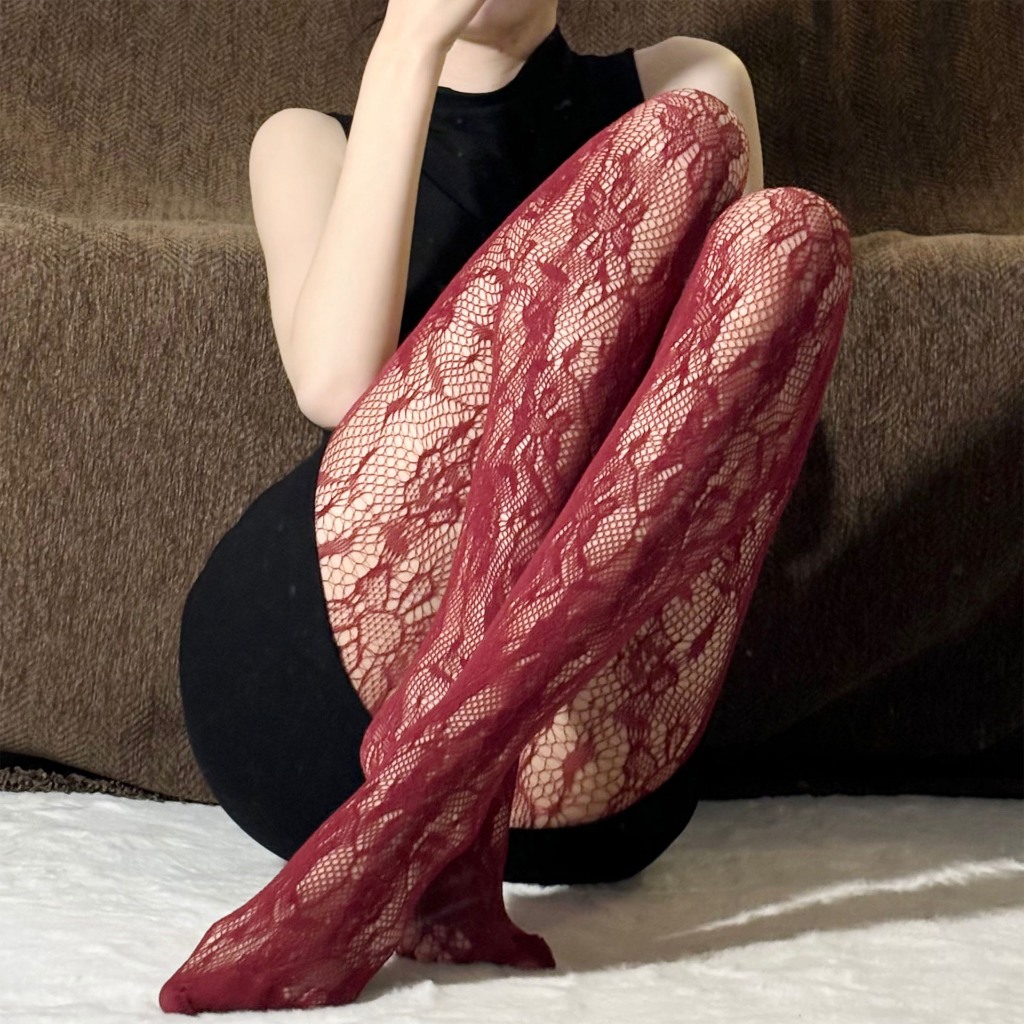 🎇Great Night🎇 ถุงน่องเซ็กซี่ ถุงเท้าลูกไม้ บางและเบา ลายดอกไม้ การออกแบบกลวง มีให้เลือกหลากหลายสี ส่งไวจากไทย - รูปที่ 4