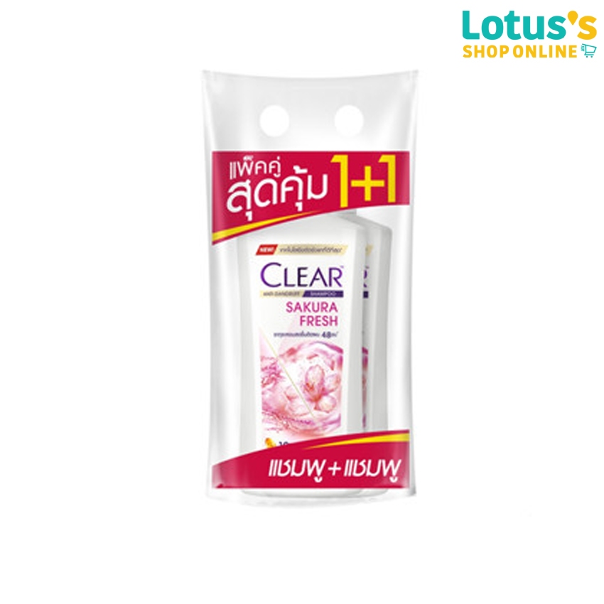 เคลียร์ แชมพูขจัดรังแค ซากุระ เฟรช 370 มล.X2 CLEAR SHAMPOO SAKURA FRESH370ML.TWINPACK