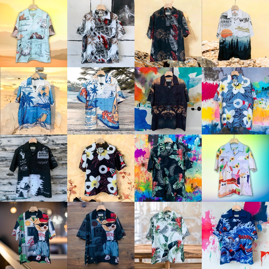 เสื้อฮาวาย FOREKEN2 เสื้อเชิ้ตฮาวาย เสื้อแขนสั้น สินค้ามาใหม่ พร้อมส่ง