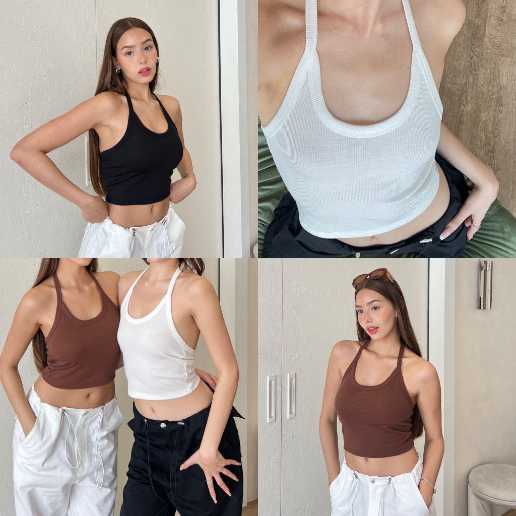 LA crop - พร้อมส่ง 4 สี สายเดี่ยวคล้องคอ