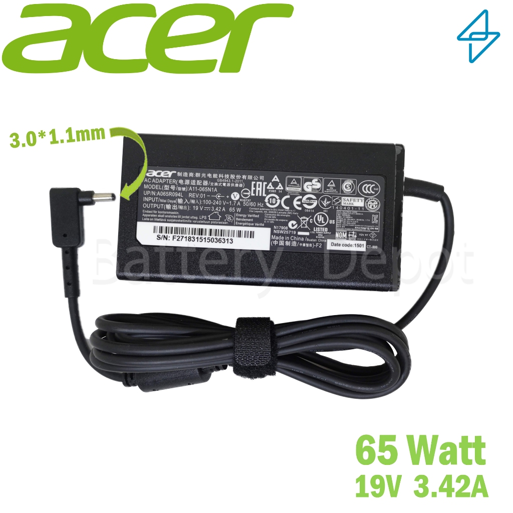 Acer Adapter ของแท้ Acer TravelMate Spin P4 TMP414RN-51 / TravelMate P2 TMP215-53 65w 3.0 / P4 TMP41